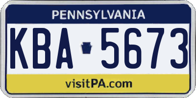 PA license plate KBA5673