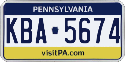 PA license plate KBA5674