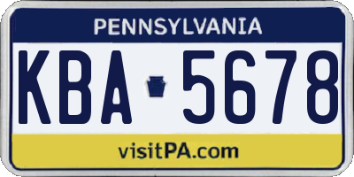 PA license plate KBA5678