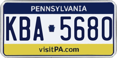 PA license plate KBA5680