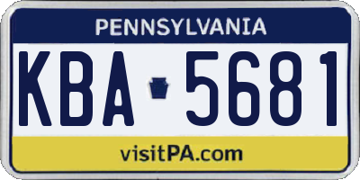 PA license plate KBA5681
