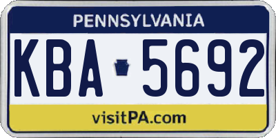 PA license plate KBA5692