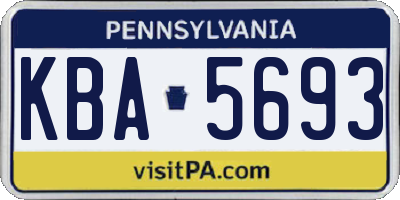 PA license plate KBA5693