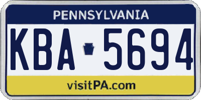 PA license plate KBA5694