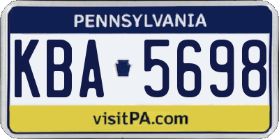 PA license plate KBA5698