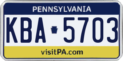 PA license plate KBA5703