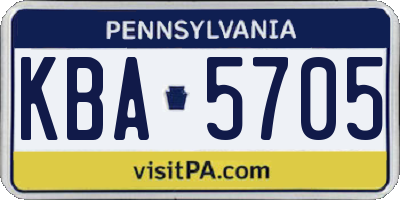PA license plate KBA5705