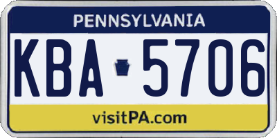 PA license plate KBA5706
