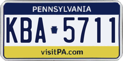 PA license plate KBA5711