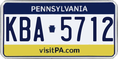 PA license plate KBA5712