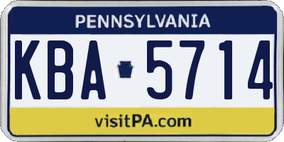 PA license plate KBA5714