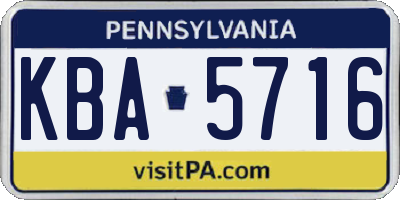 PA license plate KBA5716