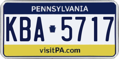 PA license plate KBA5717