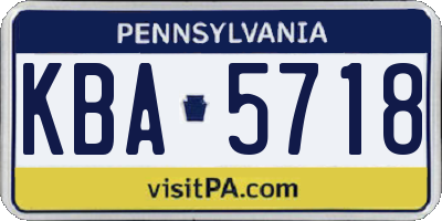 PA license plate KBA5718