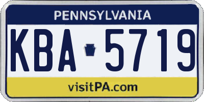 PA license plate KBA5719