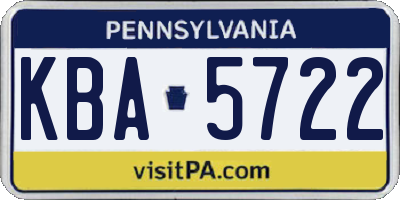 PA license plate KBA5722
