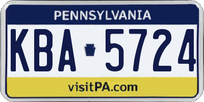 PA license plate KBA5724