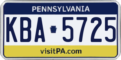 PA license plate KBA5725