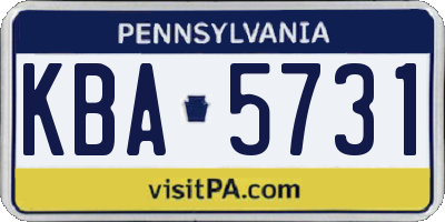 PA license plate KBA5731
