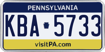PA license plate KBA5733