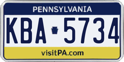 PA license plate KBA5734