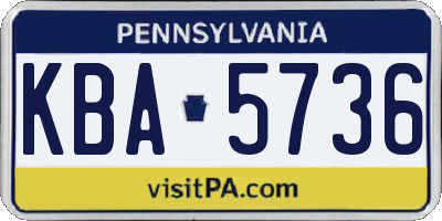 PA license plate KBA5736