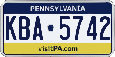 PA license plate KBA5742