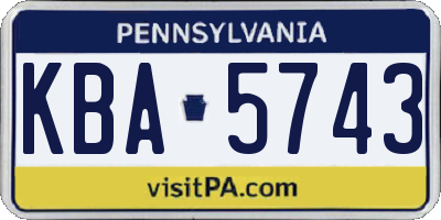 PA license plate KBA5743