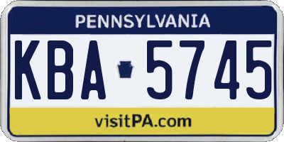 PA license plate KBA5745