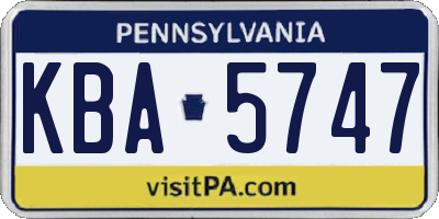 PA license plate KBA5747