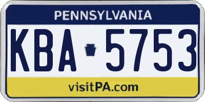 PA license plate KBA5753