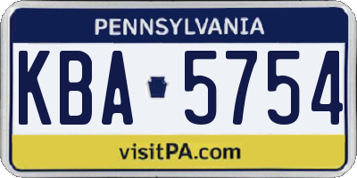 PA license plate KBA5754