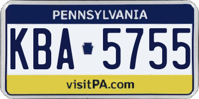 PA license plate KBA5755