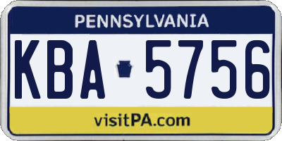 PA license plate KBA5756