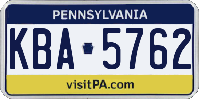 PA license plate KBA5762