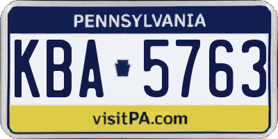 PA license plate KBA5763
