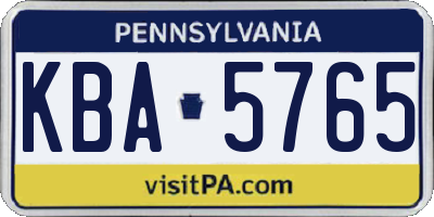PA license plate KBA5765