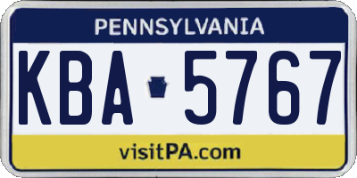 PA license plate KBA5767
