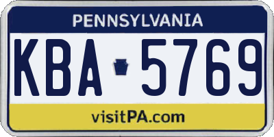 PA license plate KBA5769