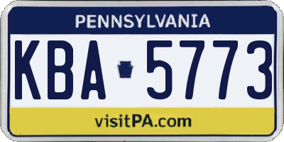 PA license plate KBA5773