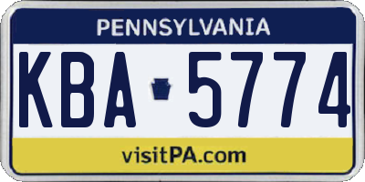 PA license plate KBA5774