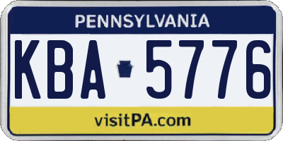 PA license plate KBA5776