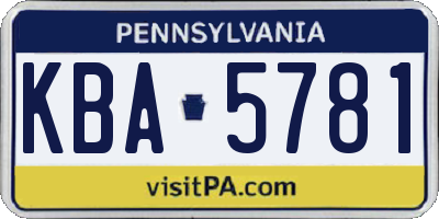 PA license plate KBA5781