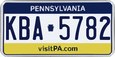 PA license plate KBA5782
