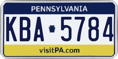 PA license plate KBA5784