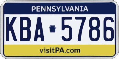PA license plate KBA5786