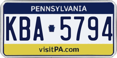 PA license plate KBA5794