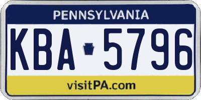 PA license plate KBA5796