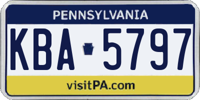 PA license plate KBA5797