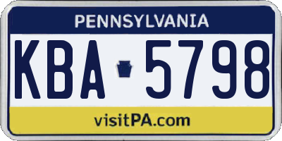 PA license plate KBA5798